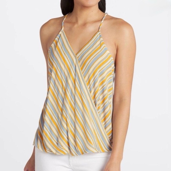 Market & spruce striped spaghetti strap wrap/ bubble/ high low top - Picture 3 of 9